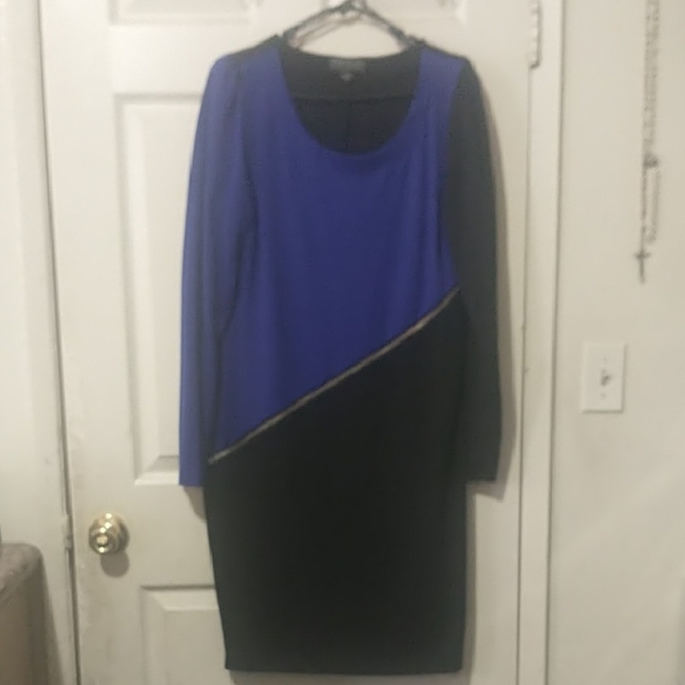 Elegant Blue and Black Women's Dress